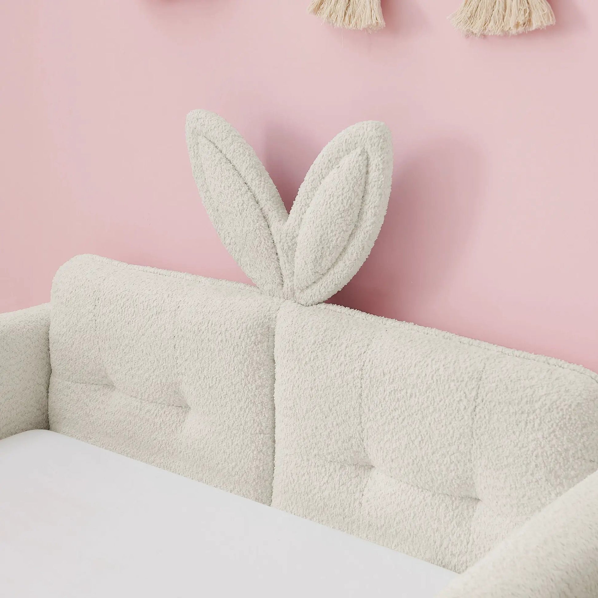 Cute Rabbit Ear Upholstered Platform Bed With Safety Rail boucle by Unique Piece Furniture on Tampa Home & Garden Store