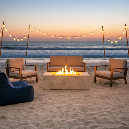 Outdoor Rectangular Propane Fire Pit for Patios