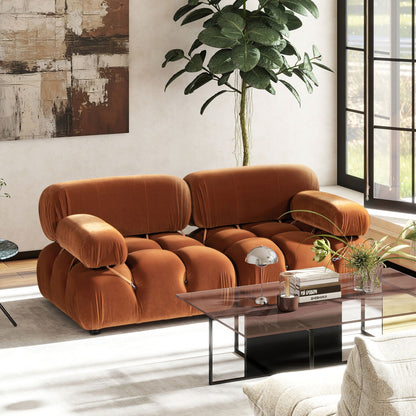 Bubble modular lounge arm chair with eucalyptus frame in orange upholstery, clustered seating on Tampa Home & Garden Store