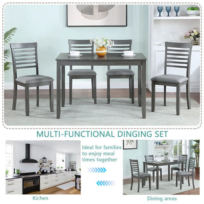 5 Piece Modern Dining Set Table With Chairs