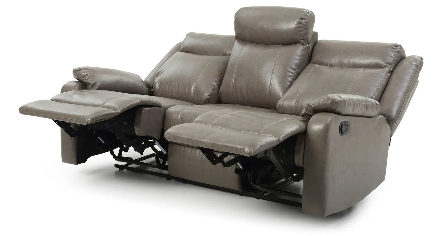 Contemporary three seater reclining sofa in taupe leather by Unique Piece Furniture on Tampa Home & Garden Store