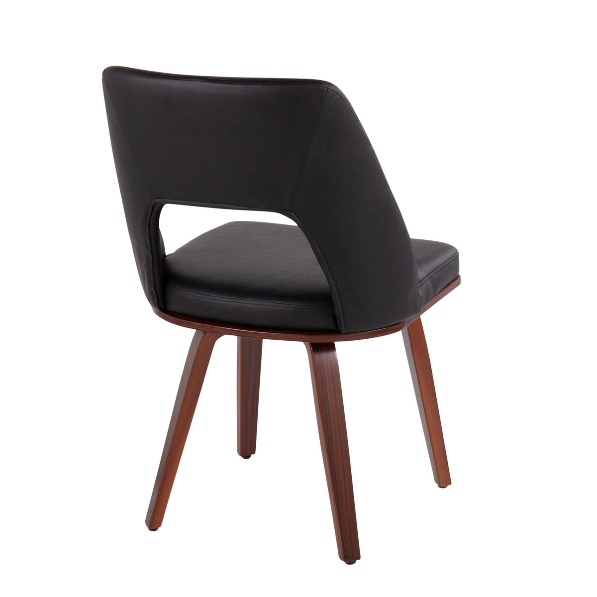 Mid-Century modern upholstered chair with black seat and walnut finish legs on Tampa Home & Garden Store