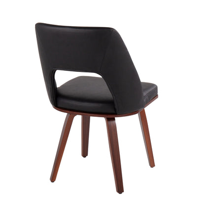 Mid-Century modern upholstered chair with black seat and walnut finish legs on Tampa Home & Garden Store