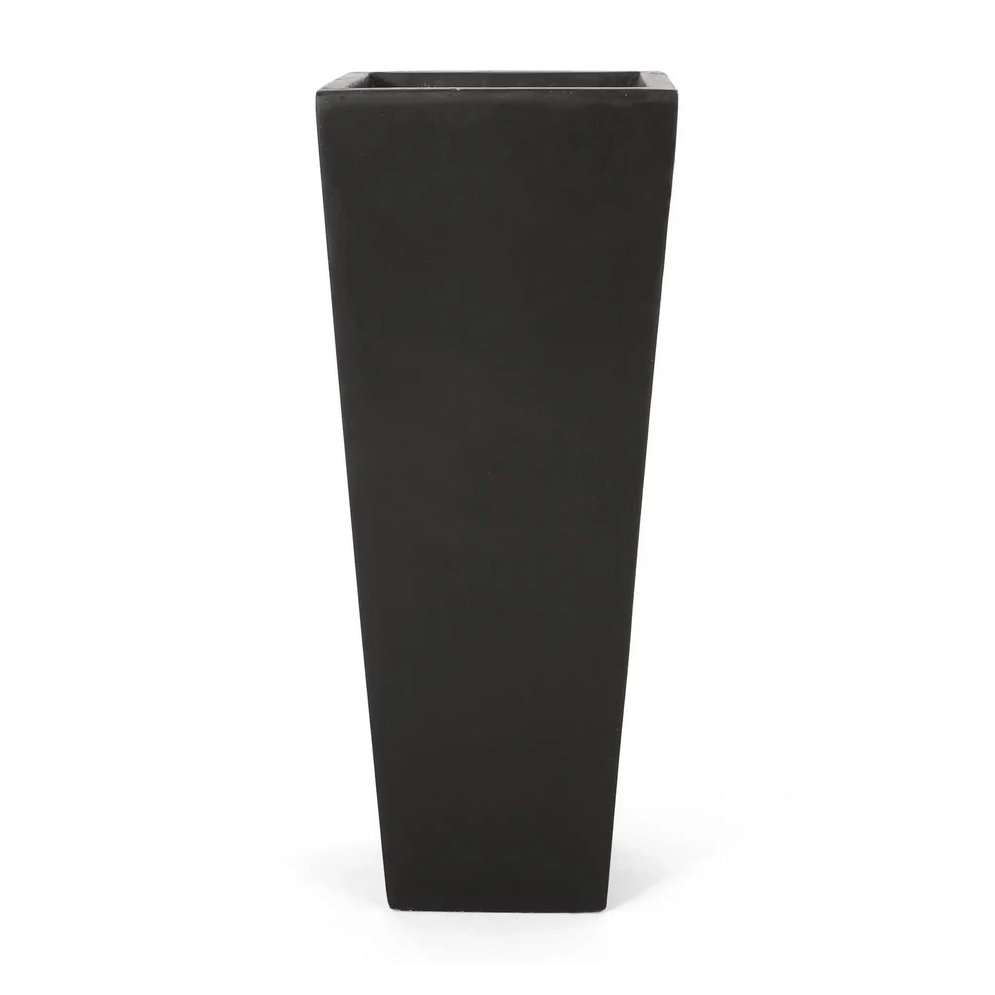 Outdoor Modern Cast Stone Planter by HouseOfZazla, black tall square planter on Tampa Home & Garden Store