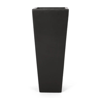 Outdoor Modern Cast Stone Planter by HouseOfZazla, black tall square planter on Tampa Home & Garden Store