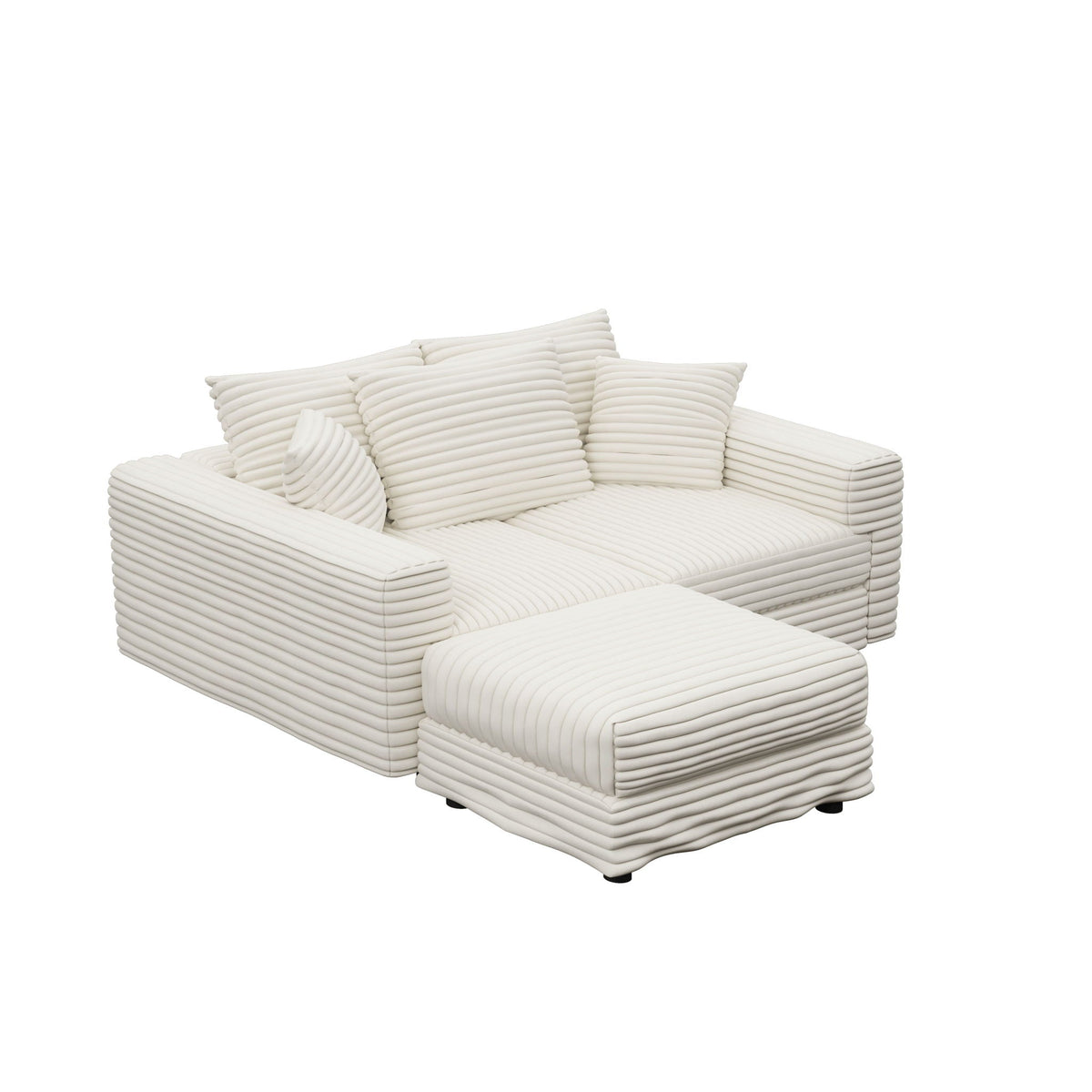Deep Seat Sofa Bed With Ottoman and Soft Pillows