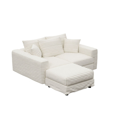 Deep Seat Sofa Bed With Ottoman and Soft Pillows