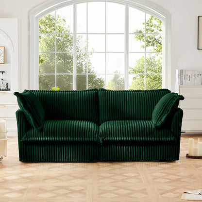Modern Slipcovered Two Seat Corduroy Sofa