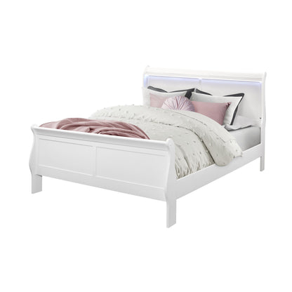 Charlston modern sleigh bed with LED lighting, white finish, HouseOfZazla Sleigh Beds on Tampa Home & Garden Store