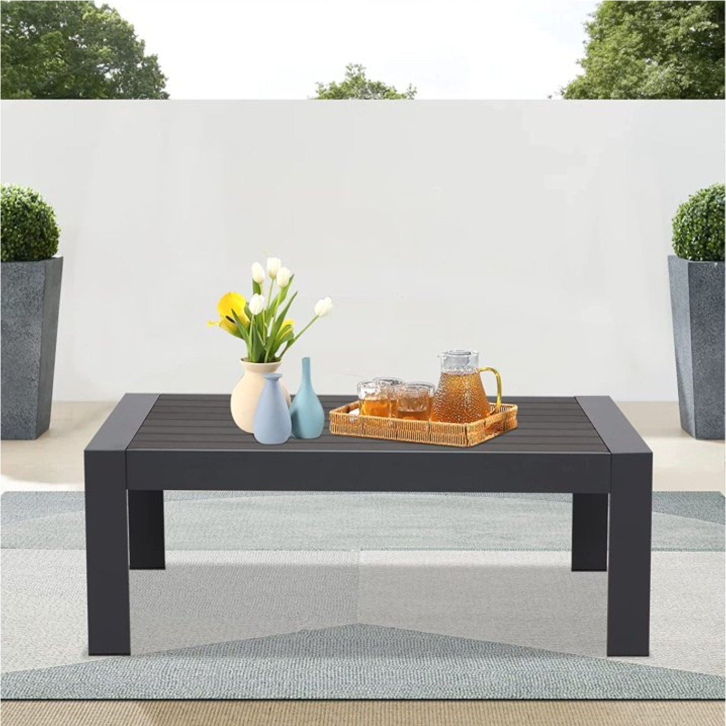 Modern Outdoor Coffee Table with Aluminum Frame