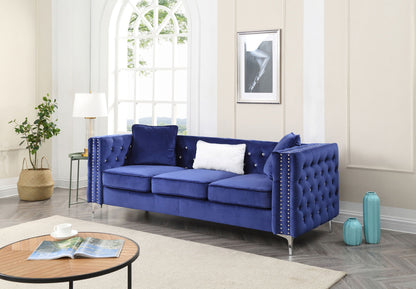 Modern Tufted Sofa With Steel Legs and a Cushion