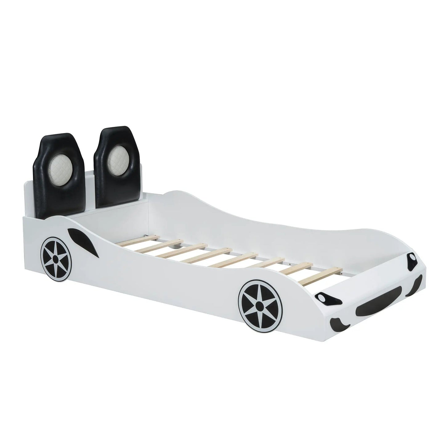 Race Car Shaped Platform Bed With Led Backrest