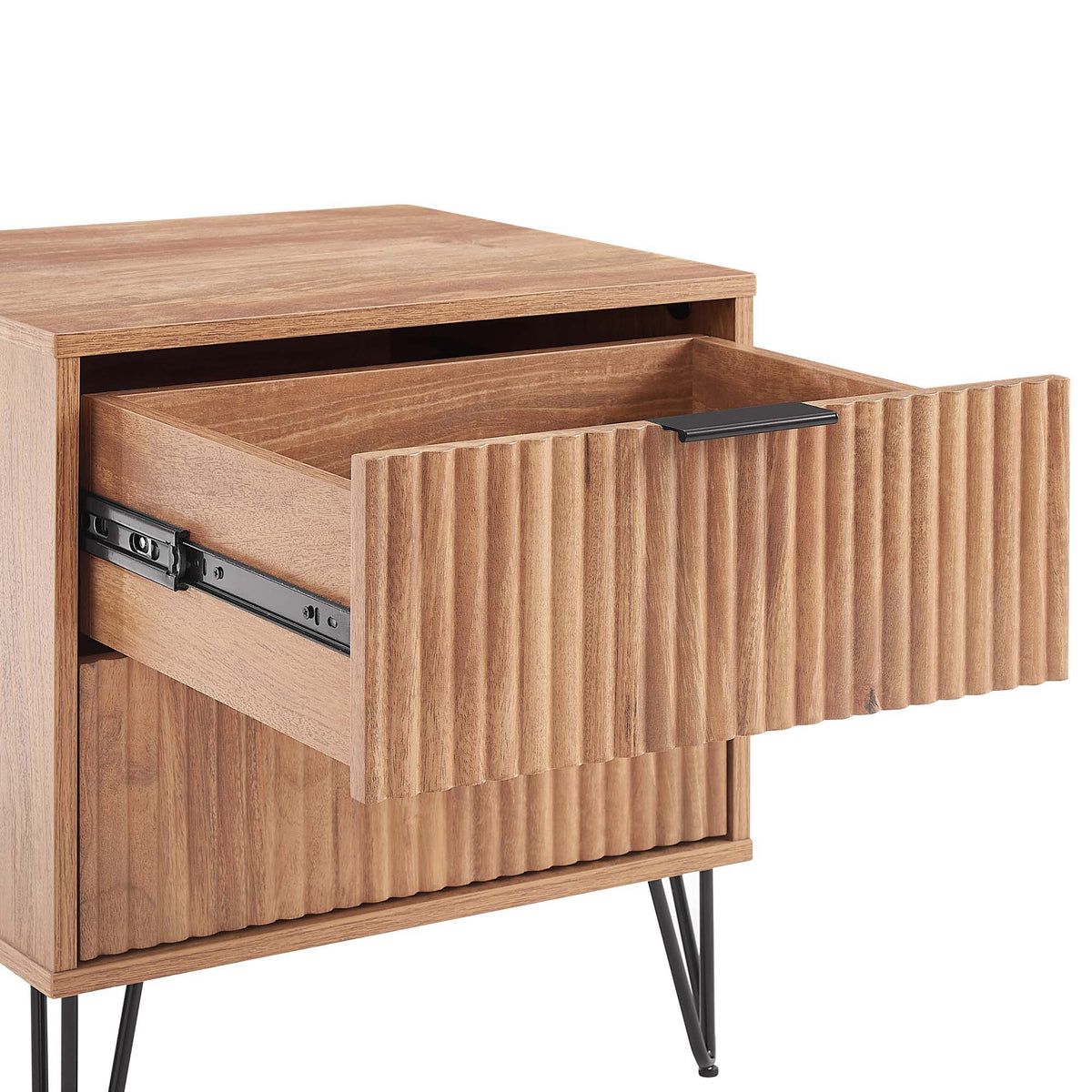 Dumbo Nightstand with 2 drawers, fluted front, natural oak finish, HouseOfZazla nightstand on Tampa Home & Garden Store