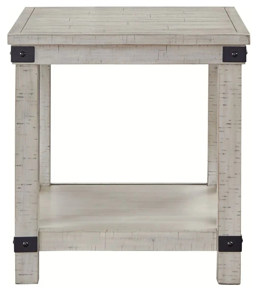 Carynhurst End Table whitewash wood with distressed black hardware Unique Piece Furniture on Tampa Home & Garden Store