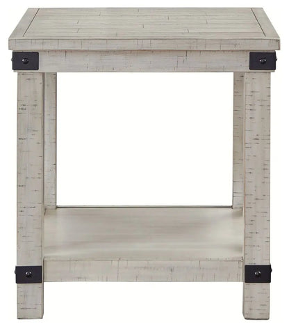 Carynhurst End Table whitewash wood with distressed black hardware Unique Piece Furniture on Tampa Home & Garden Store