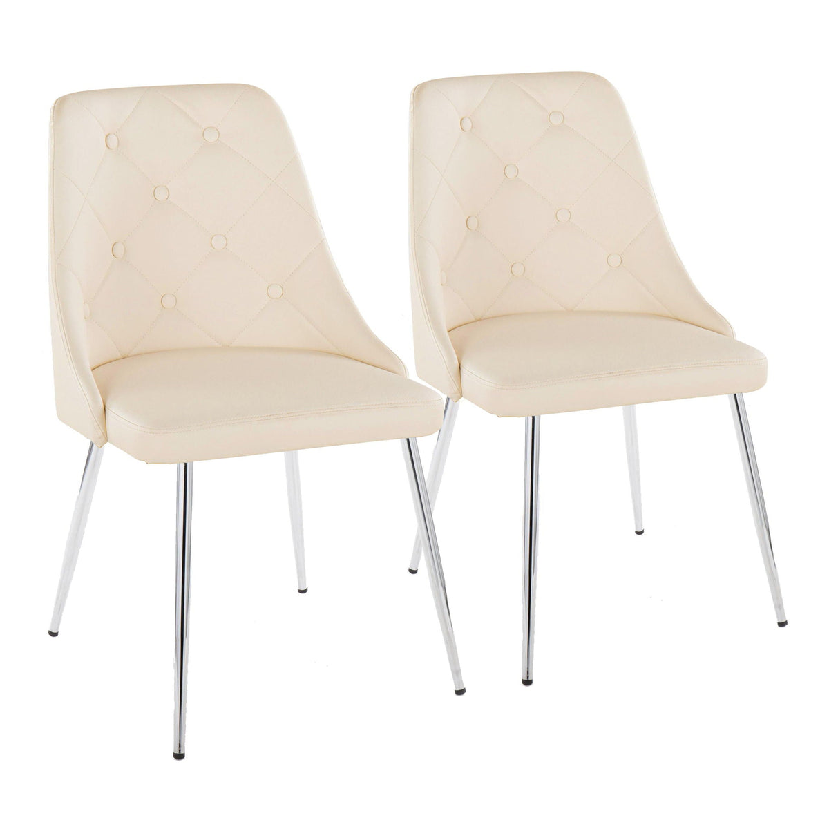 Giovanni Contemporary Elegant Dining Chair set of 2 beige faux leather with chrome legs on Tampa Home & Garden Store