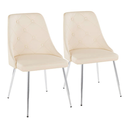 Giovanni Contemporary Elegant Dining Chair set of 2 beige faux leather with chrome legs on Tampa Home & Garden Store