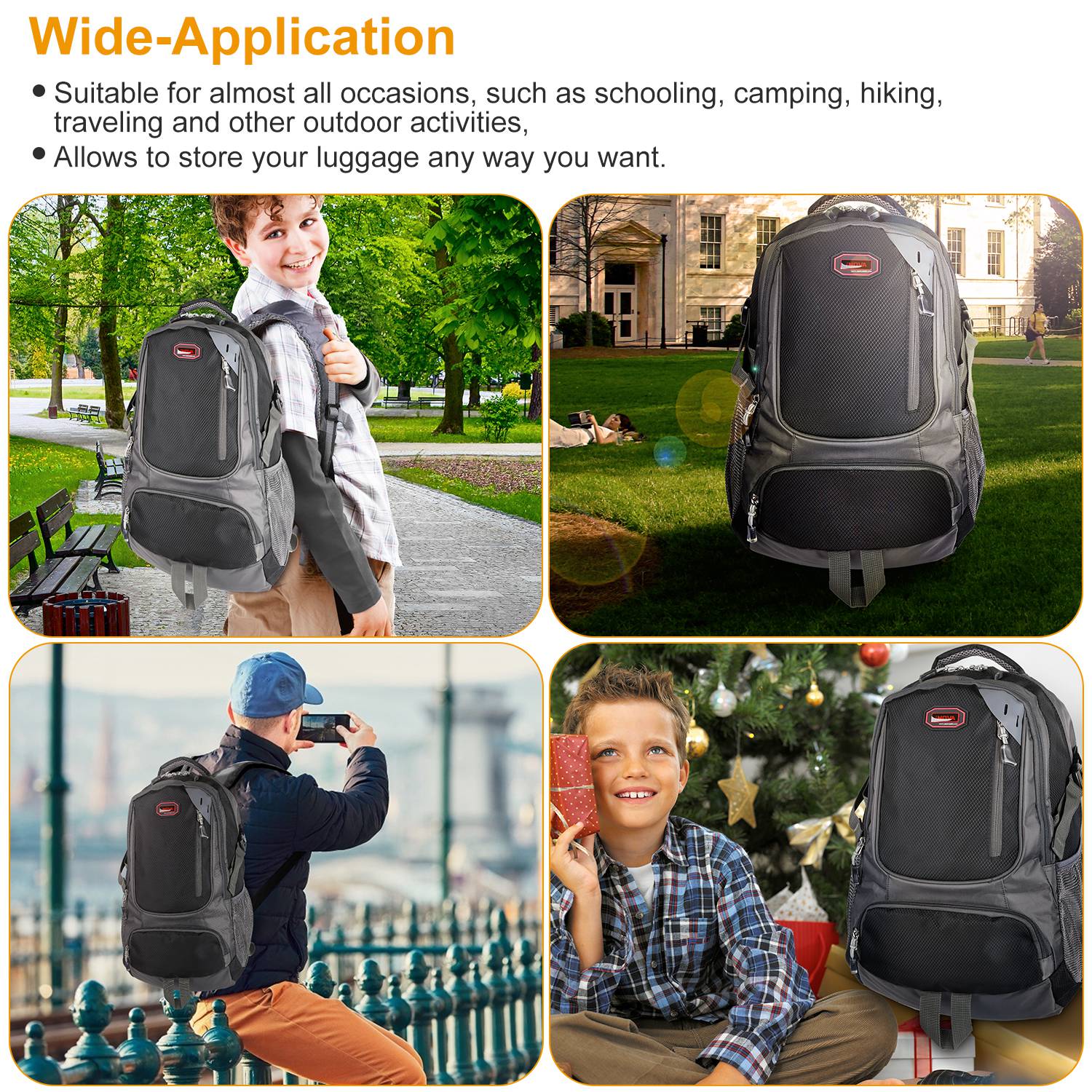 GemGear unisex school backpack gray/black with adjustable straps, dual water bottle pouches on Tampa Home & Garden Store
