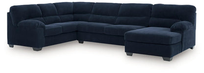 SimpleJoy Sectional sofa, navy corduroy upholstery, stationary by Unique Piece Furniture on Tampa Home & Garden Store