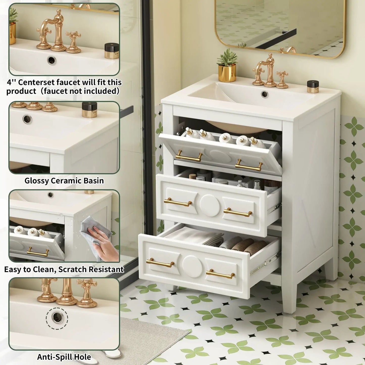 Bathroom Vanity With Sink Free Standing Cabinet