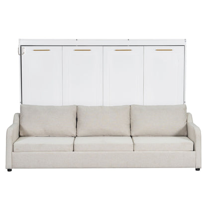 Murphy Cabinet Bed Folding Sofa With LED Light white 4-door storage Unique Piece Furniture on Tampa Home & Garden Store