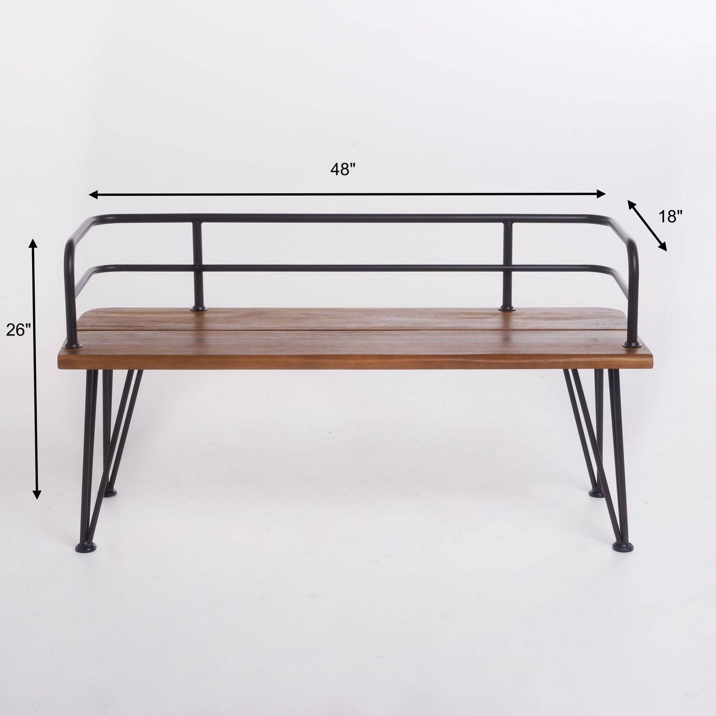 Classic Outdoor Bench with Iron and Teak Frame