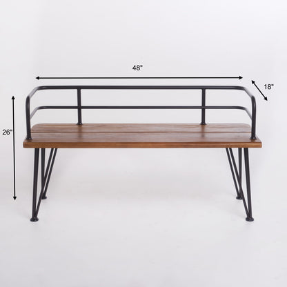 Classic Outdoor Bench with Iron and Teak Frame