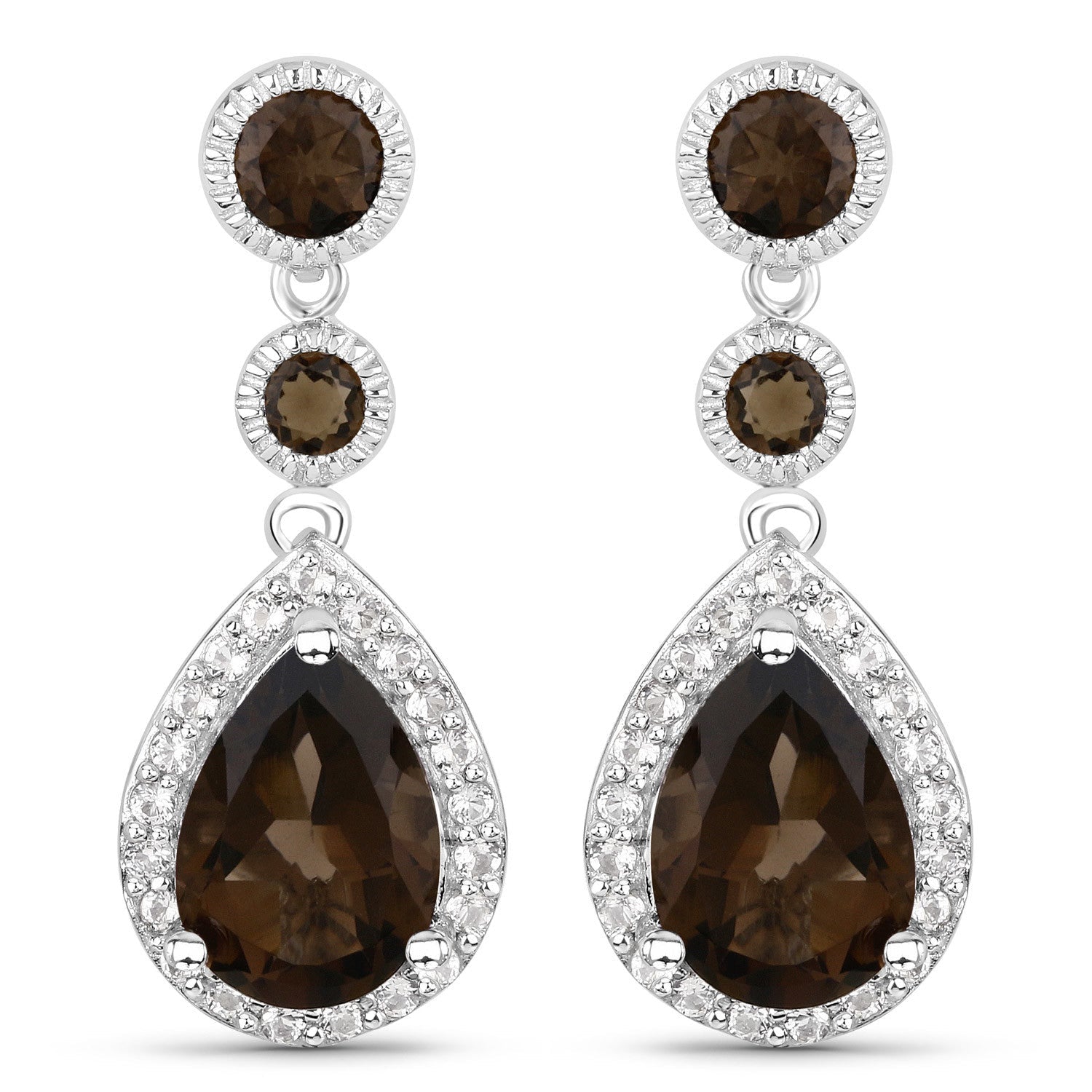Earrings: Bids.com sterling silver smoky quartz and white topaz drop earrings, 2-pc set on Tampa Home & Garden Store