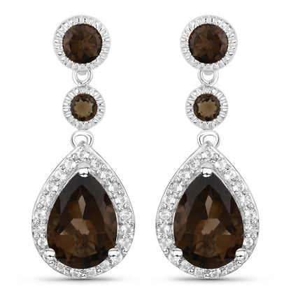 Earrings: Bids.com sterling silver smoky quartz and white topaz drop earrings, 2-pc set on Tampa Home & Garden Store