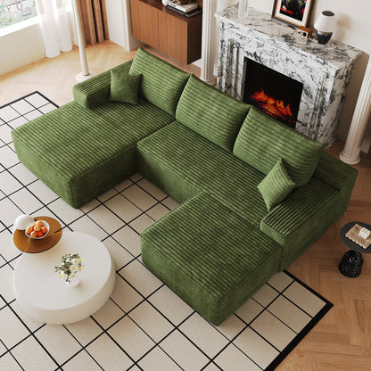 Cloud Corduroy Sectional Sofa and Ottoman