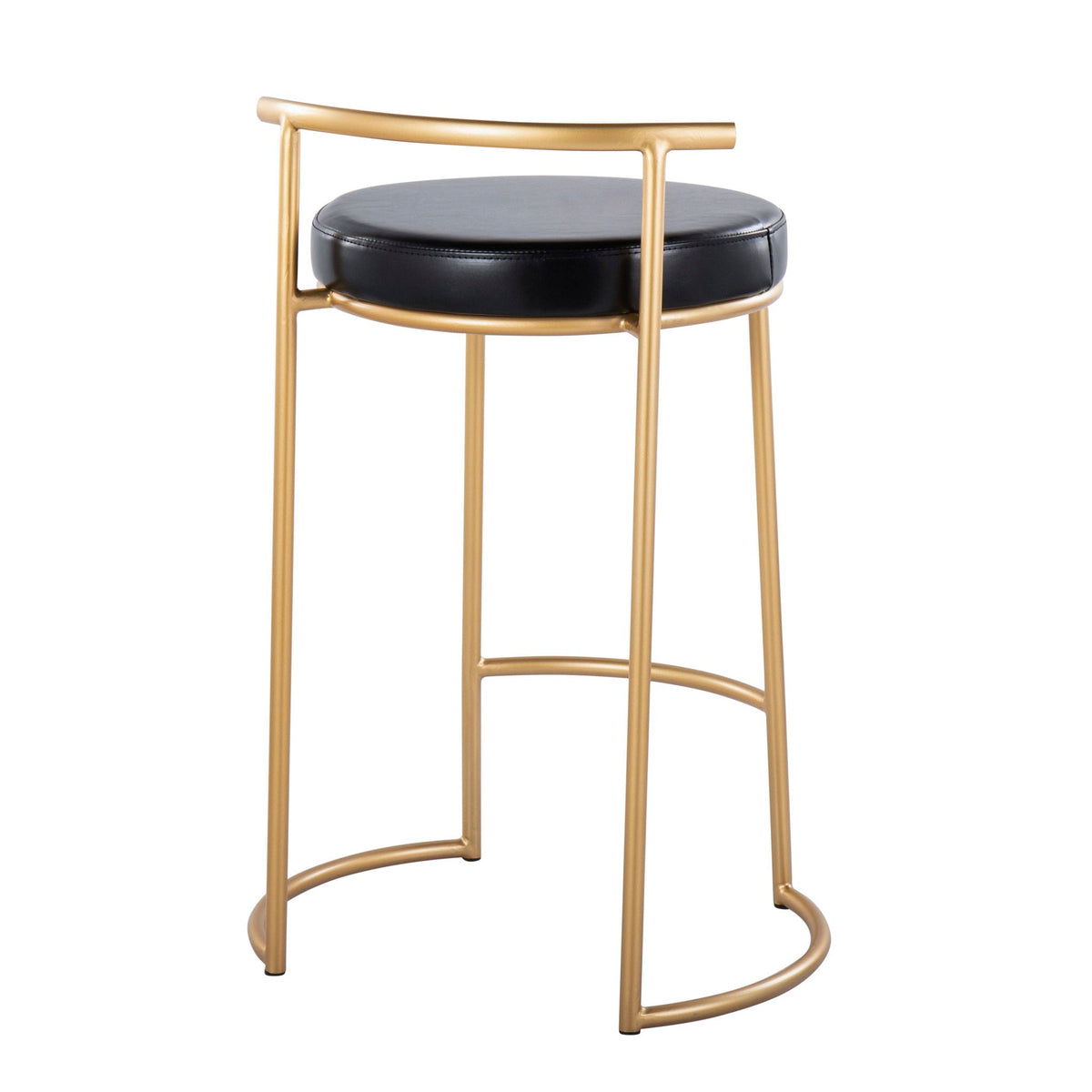 Round counter stools with padded black seat and gold frame set of 2 HouseOfZazla on Tampa Home & Garden Store