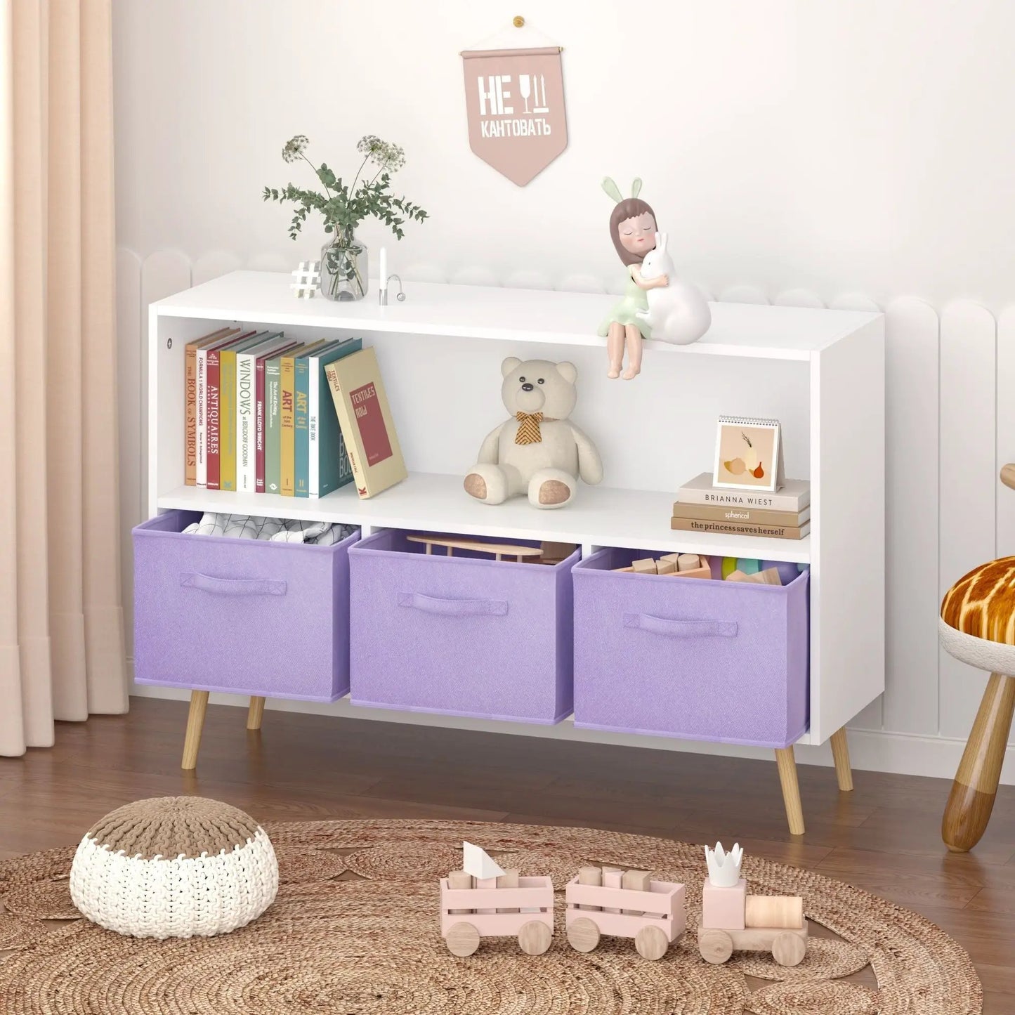 Bookcase with Collapsible Drawers Book Display