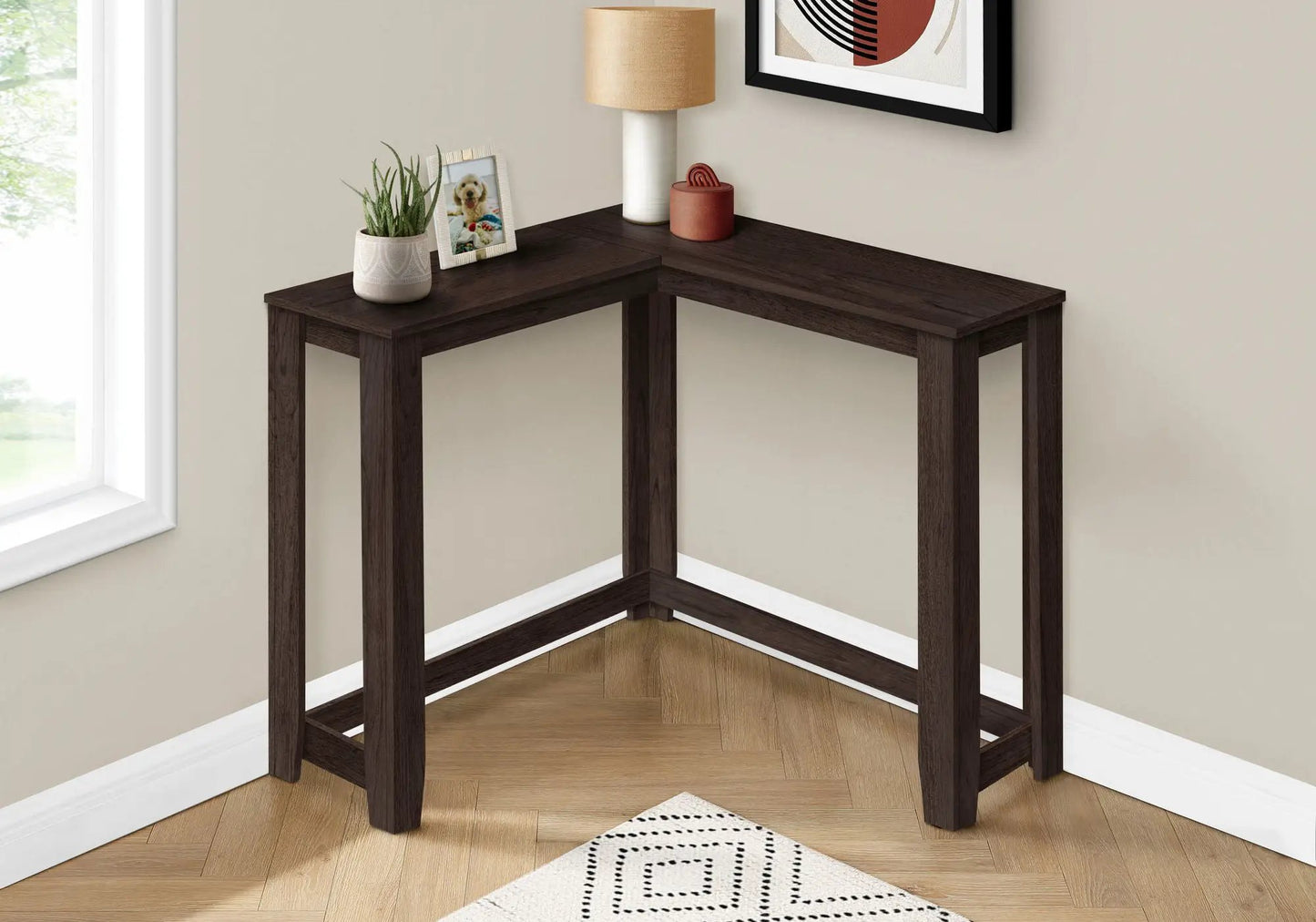 Corner Accent Console Table for Entryway, Modern