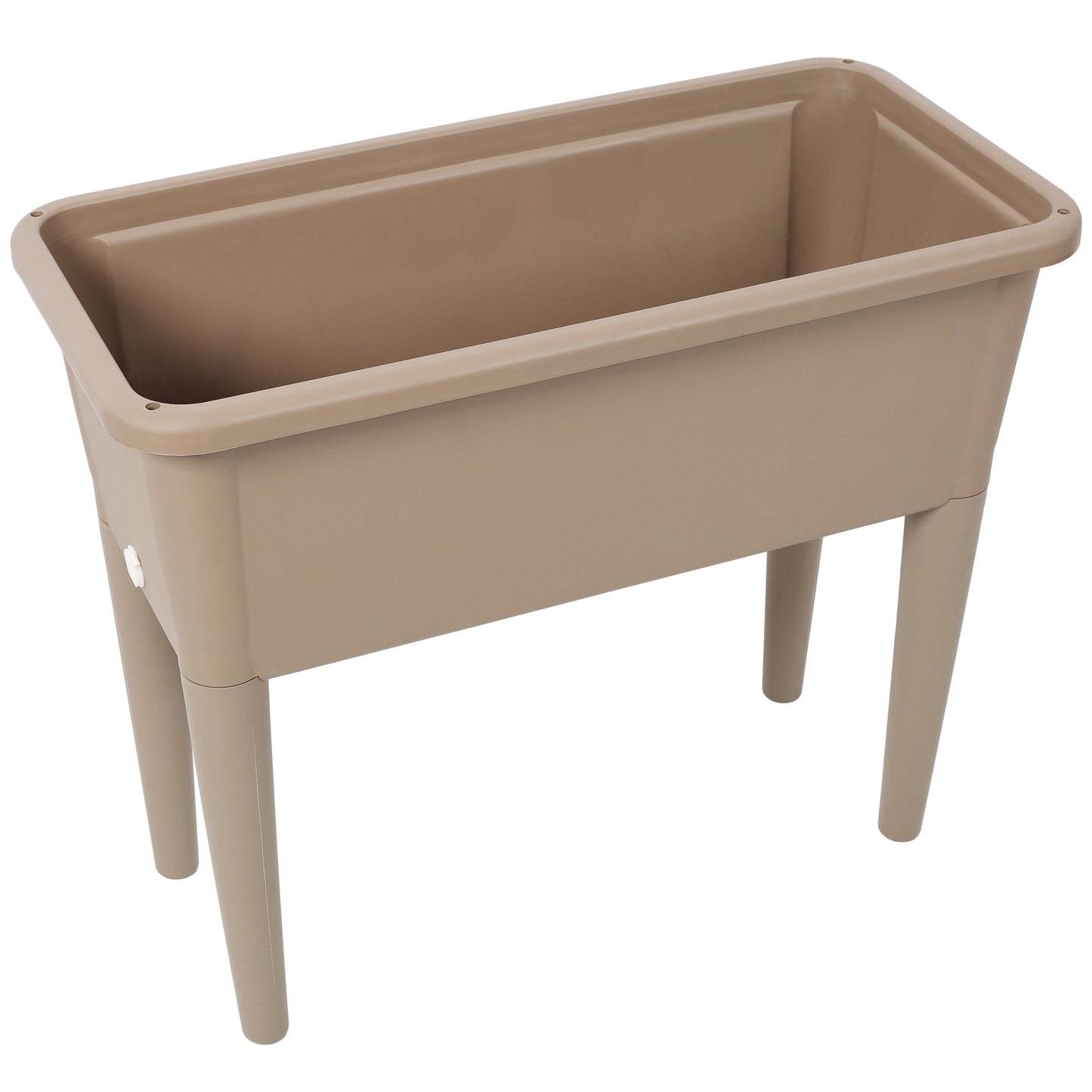 Beige plastic raised garden bed planter on legs on Tampa Home & Garden Store