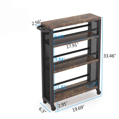 Narrow 4 Tier Rolling Kitchen Storage Cart
