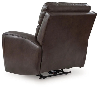 Crossplex power recliner with adjustable headrest in smoke leather by Unique Piece Furniture on Tampa Home & Garden Store
