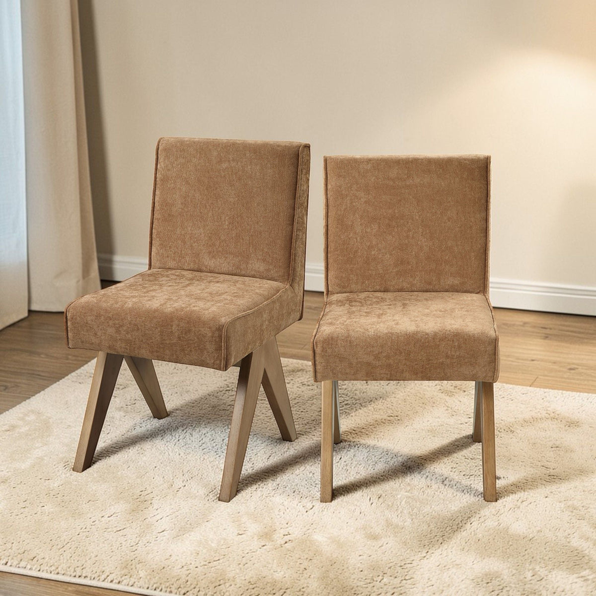 Zoey Side Chair set of 2 with padded chenille cushions chocolate brown on Tampa Home & Garden Store