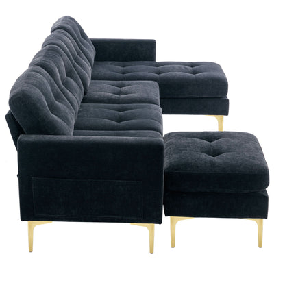 Modern Convertible Sectional Sofa and Ottoman