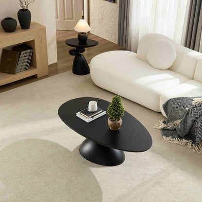 Lucky Stone Shaped End Table with Sculptural Black Base and Round Top by HouseOfZazla on Tampa Home & Garden Store
