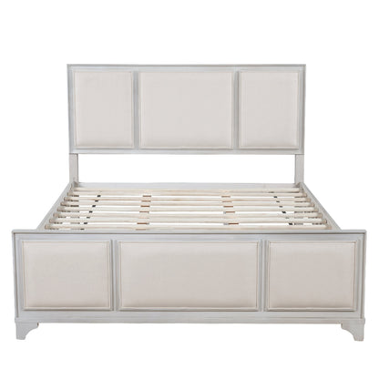 Queen Wooden Bed Frame with Upholstered Headboard