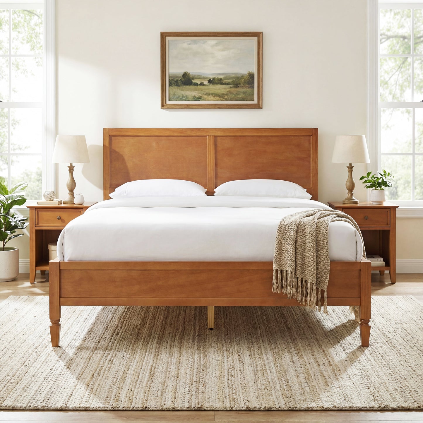 Queen Wood Platform Bed Frame with Headboard