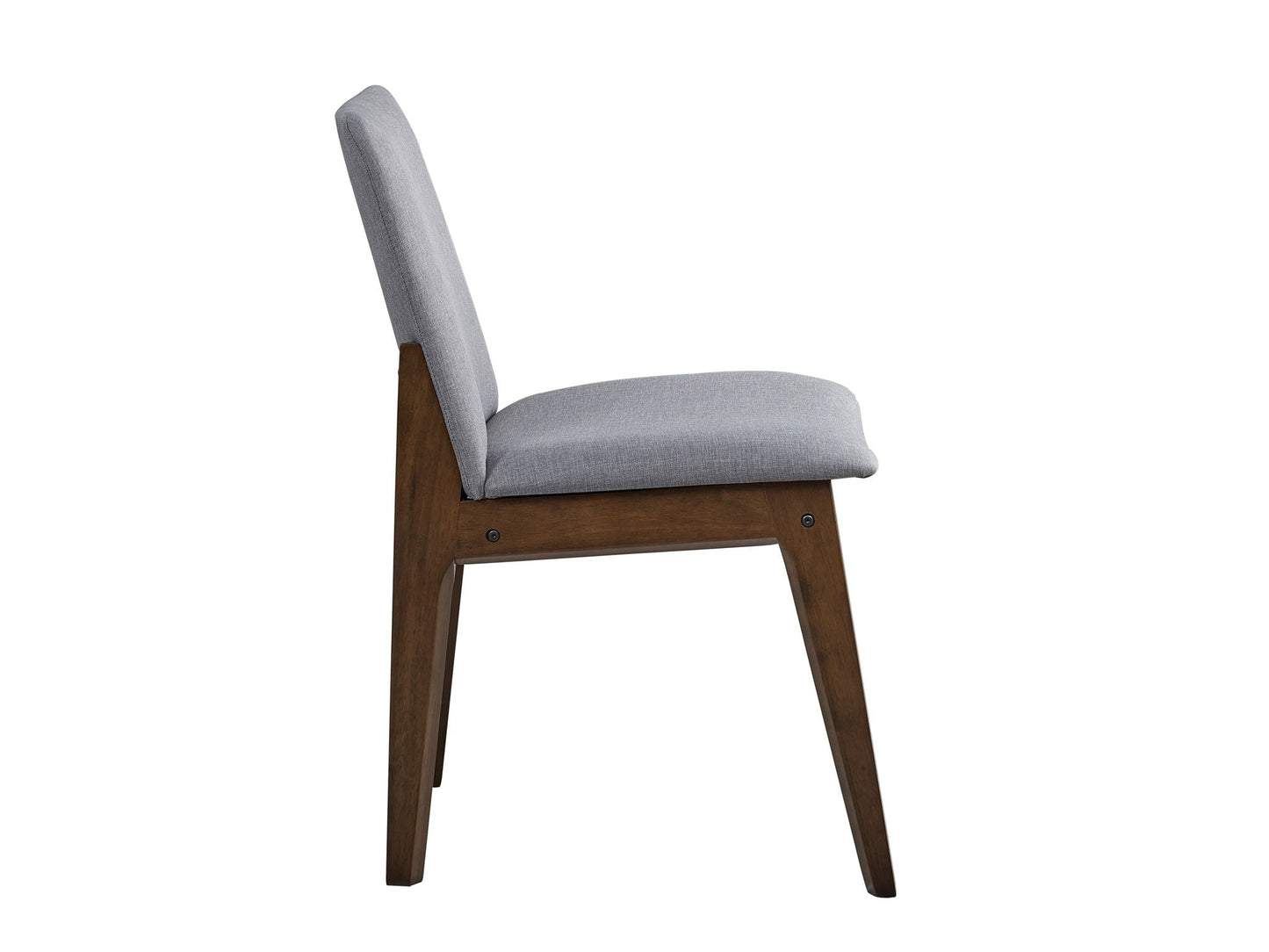 Kaela Side Chair (Set of 2) in light gray fabric with a wooden frame and legs on Tampa Home & Garden Store