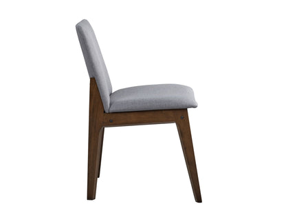 Kaela Side Chair (Set of 2) in light gray fabric with a wooden frame and legs on Tampa Home & Garden Store