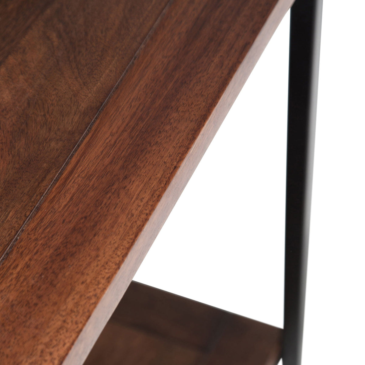 Handcrafted mango wood coffee table with black metal legs on Tampa Home & Garden Store