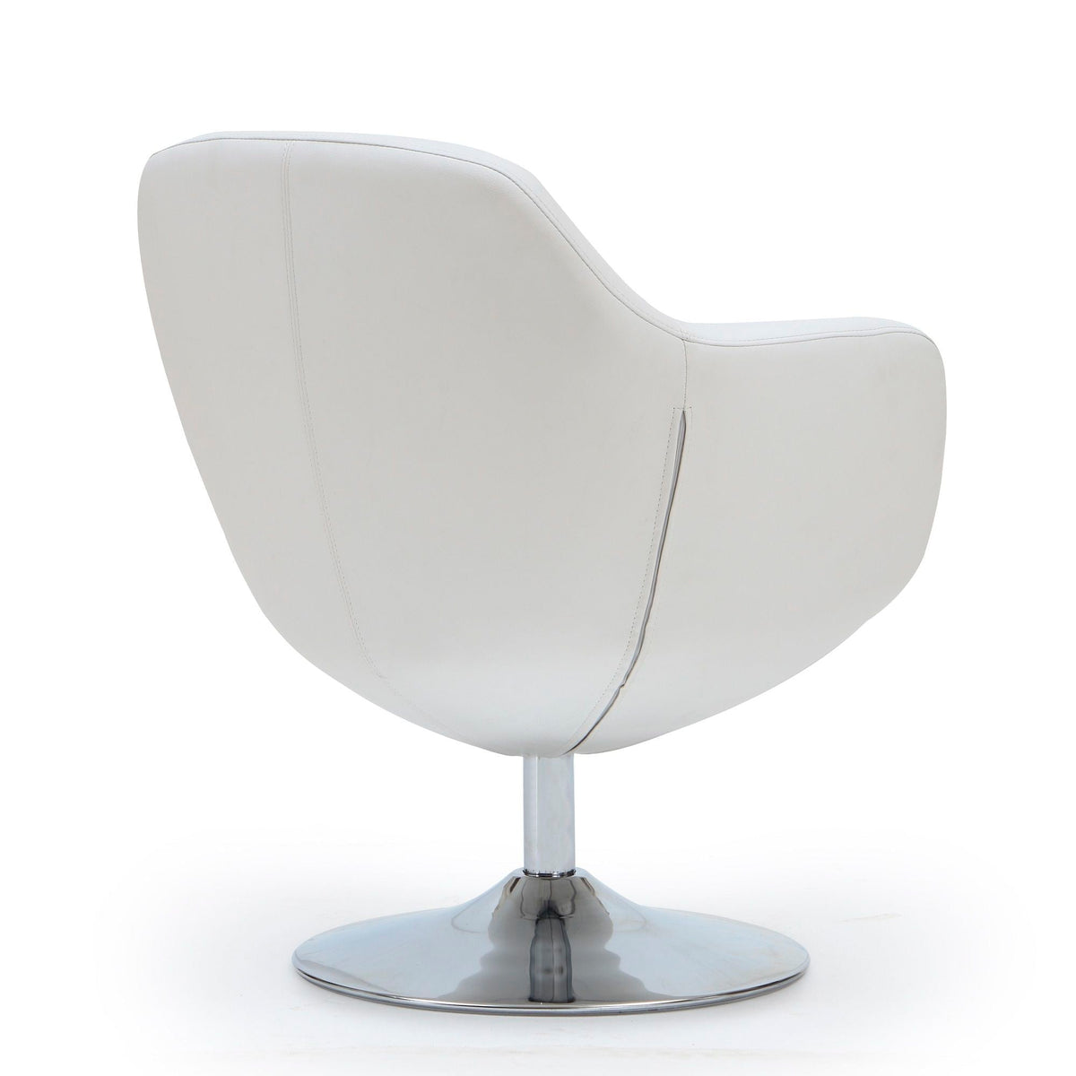 Caisson Swivel Lounge Chair in white leather with chrome pedestal base on Tampa Home & Garden Store