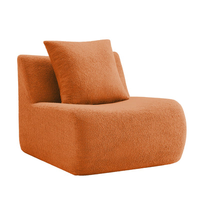 Orange Teddy Fabric Armless Sofa and Pillow Cushions