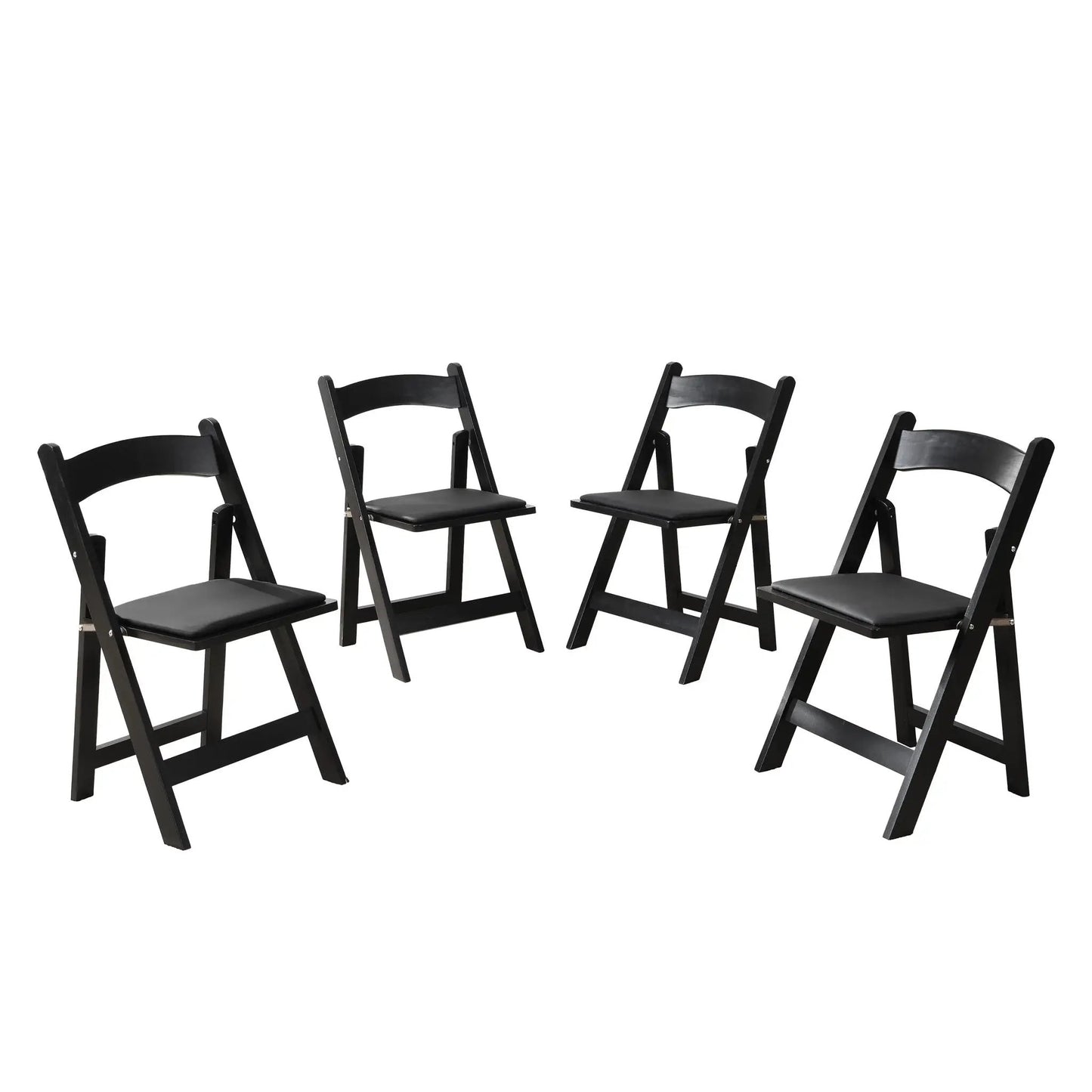 Solid Wood Upholstered Folding Chairs Dining Set