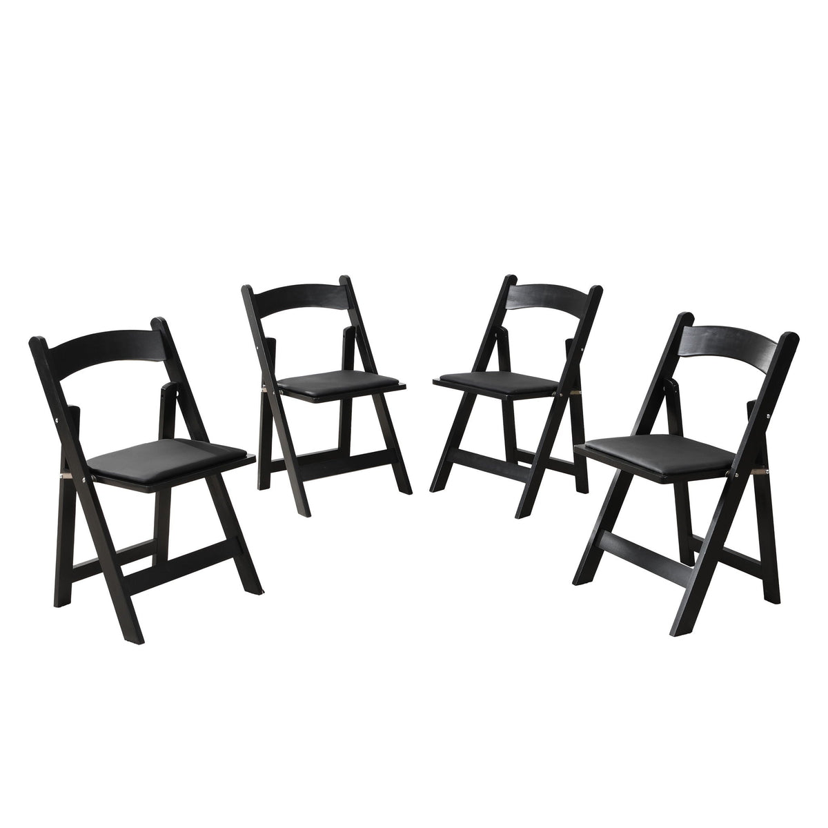 HouseOfZazla solid wood upholstered folding chair set of 6 with padded seats, black on Tampa Home & Garden Store