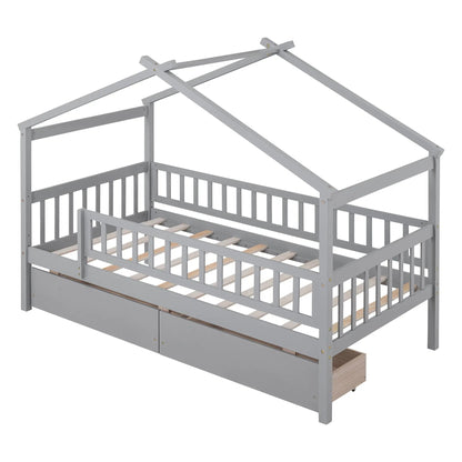 House Bed With 2 Drawers storage bed frame in gray with two drawers by Unique Piece Furniture on Tampa Home & Garden Store