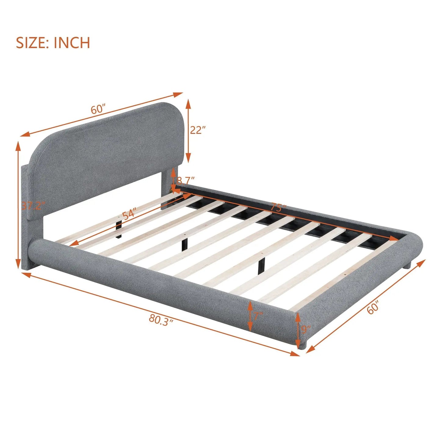 Upholstered Platform Bed With Thick Solid Frame